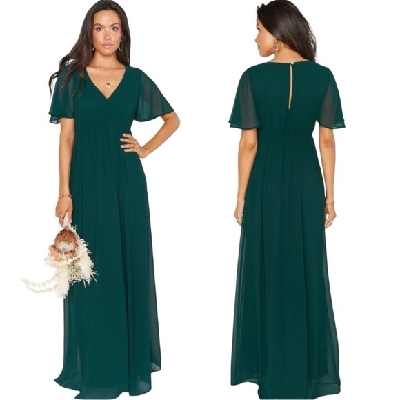 NWT Show Me Your MuMu Emily Empire Maxi Dress Evergreen LARGE - Picture 1 of 6